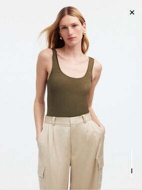 Madewell Olive Scoop Neck Sweater Tank NWT